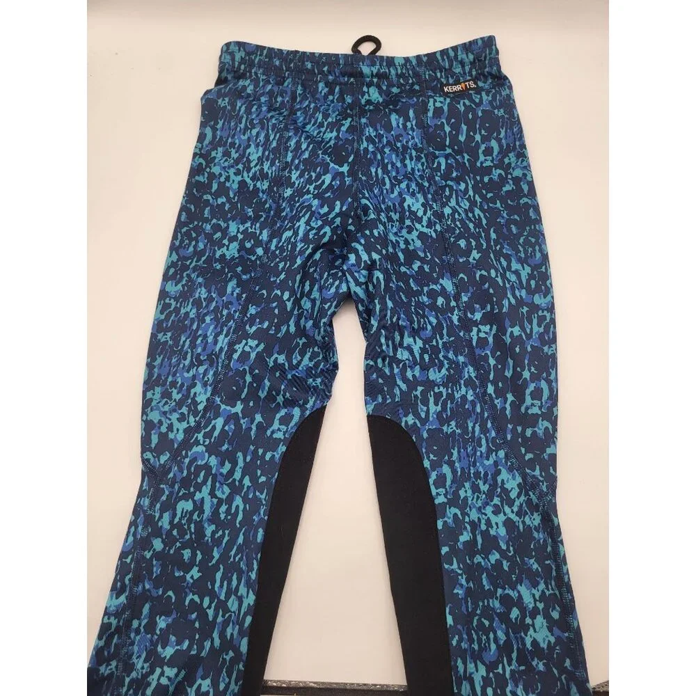 Kerrits Knee Patch Performance Tight Equestrian Pants Topaz Brushstroke Girls XL
